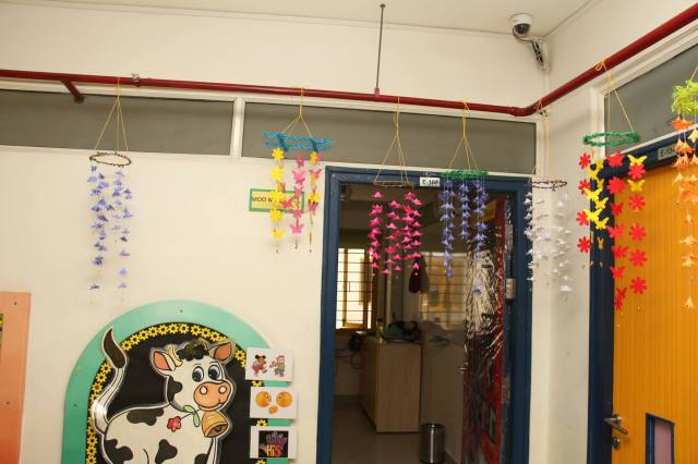 C Nursery A Moomoos theme classrooms at CHIREC - Farm-themed Classroom Decor with Moomoos Logo: Bullock Carts and Sheds Igniting Student Curiosity